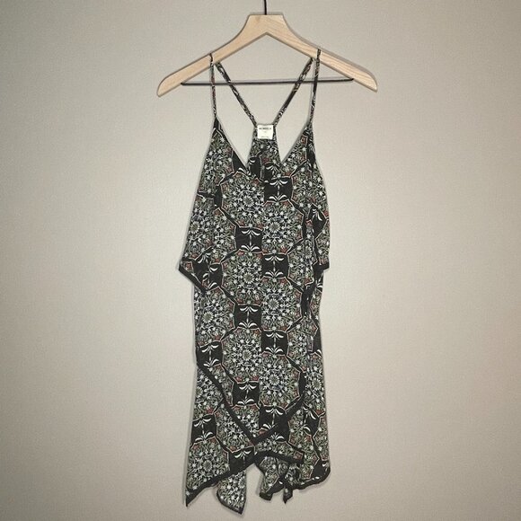 Women's S Intimately Free People Floral Mini Slip Rare Lace Hem Black Print - Picture 2 of 6